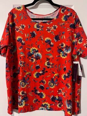 Red Floral Short Sleeve Tee